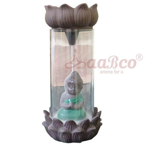 Green Flower Glass Monk Back Flow Smoke Fountain 