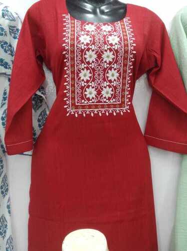 Ladies Full Sleeves Neck Printed Rayon Kurti