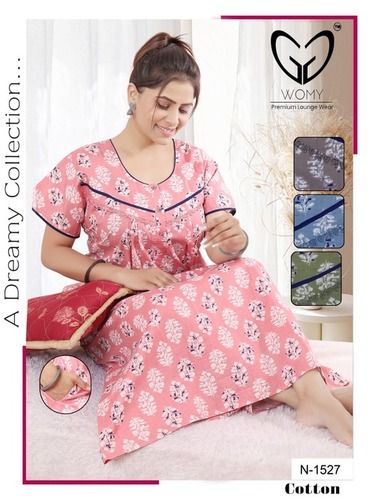 Pink Ladies Premium Design Cotton A Line Nighty