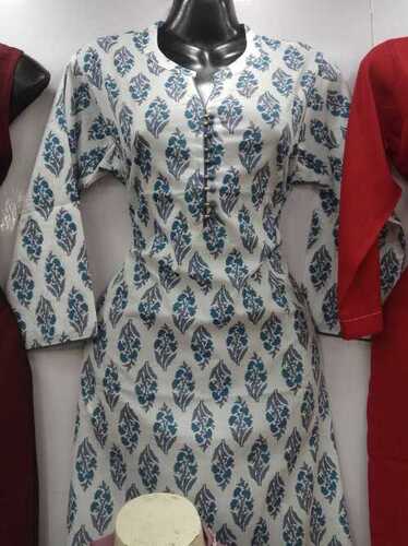 Ladies Printed Cotton Full Sleeves Kurti