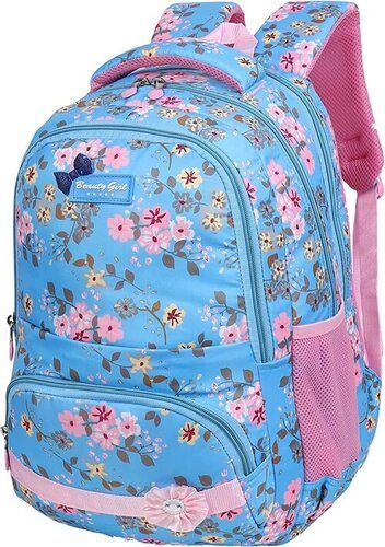 Multi-Color Printed Fancy Designer School Bags With Zip Closure