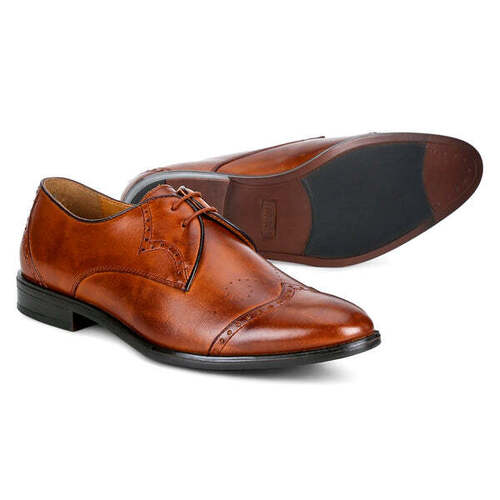 Men Brown Leather Steel Pointed Toe Shoes