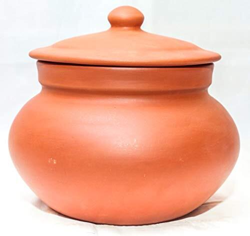 Red Color Round Day Clay Handi With Dhakan