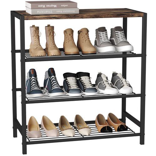 3 Tier Wooden And Iron Shoe Rack