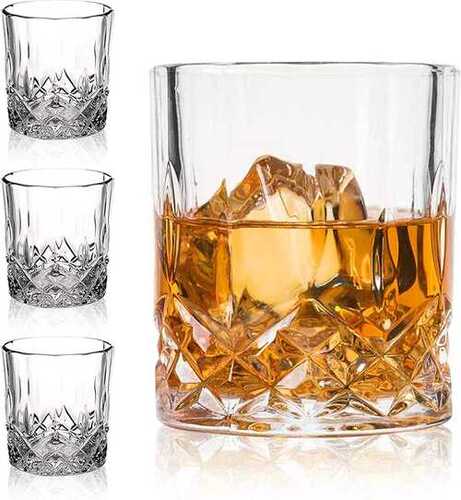 Lightweight Round Shape Glossy Finish Transparent Drinking Glasses