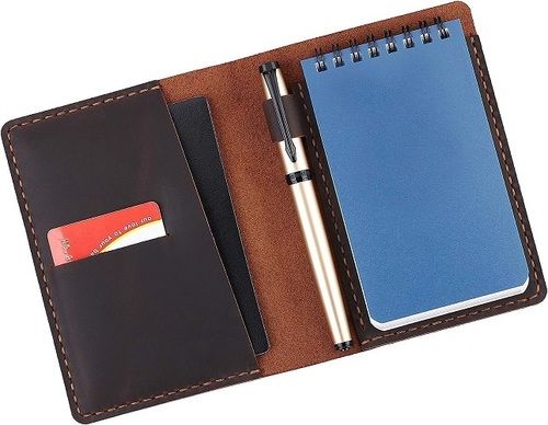 Green Compact Leather Mini Notepad Holder