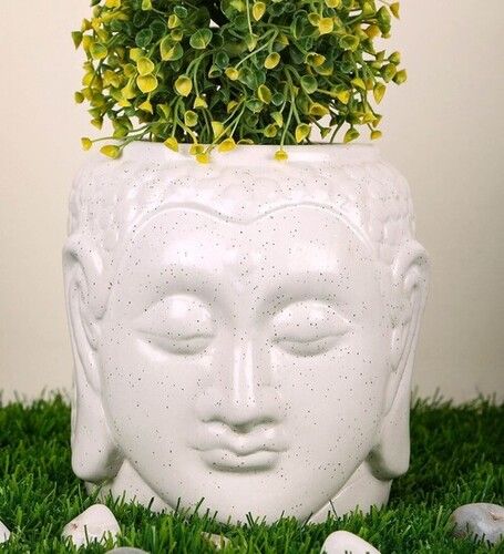 Original Ceramics White Buddha Plant Or Flower Pot Plant Container Set