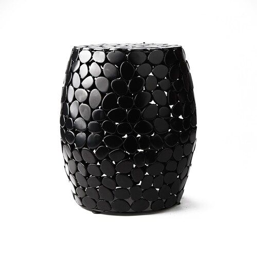 Z R Exports Black Coated Round Stainless Steel Garden Stool