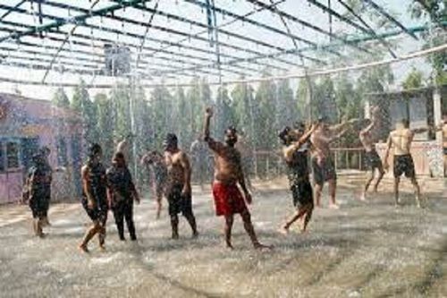 White Outdoor Water Park Rain Dance Setup