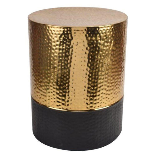 Z R Exports Two Tone Black Coated And Gold Plated With Hammered Work Stainless Steel Garden Stool For Living Room And Hotels