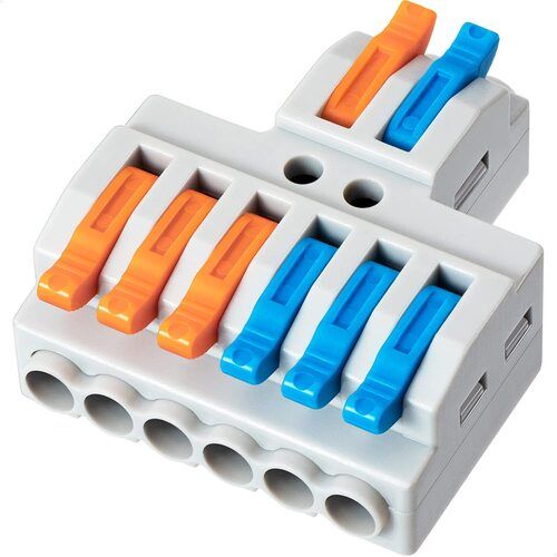 Quick Wiring Cable Connector Push-In Conductor Terminal Block (2 In 6 Out)