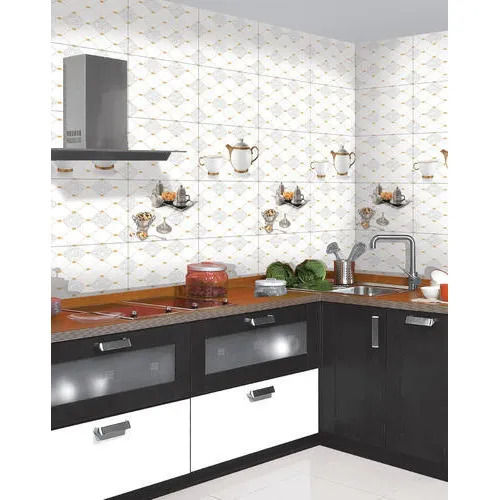 White Color Printed Kitchen Wall Tiles