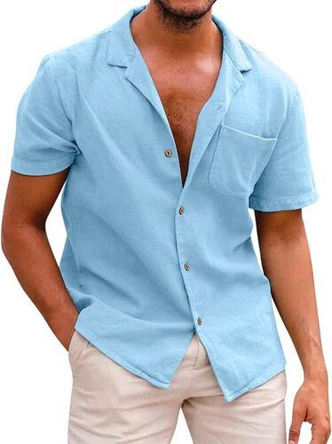 Casual Wear Regular Fit Short Sleeve Breathable Cotton Mens Plain Shirts Age Group: Adults