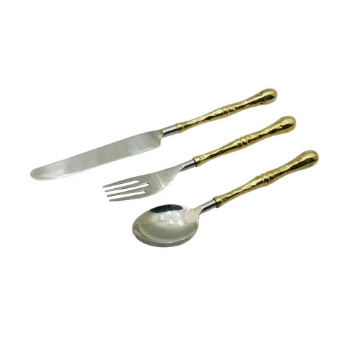 Customized Color Gold Plated Finished Stainless Steel Flatware Set Of 3 For Sale