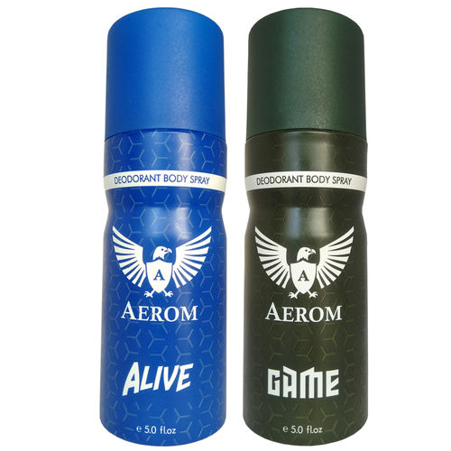  पुरुषों के लिए Aerom प्रीमियम अलाइव और गेम डिओडोरेंट बॉडी स्प्रे, 300 ml (2 का पैक) 