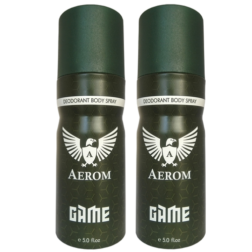 पुरुषों के लिए Aerom प्रीमियम गेम और गेम डिओडोरेंट बॉडी स्प्रे, 300 ml (2 का पैक)
