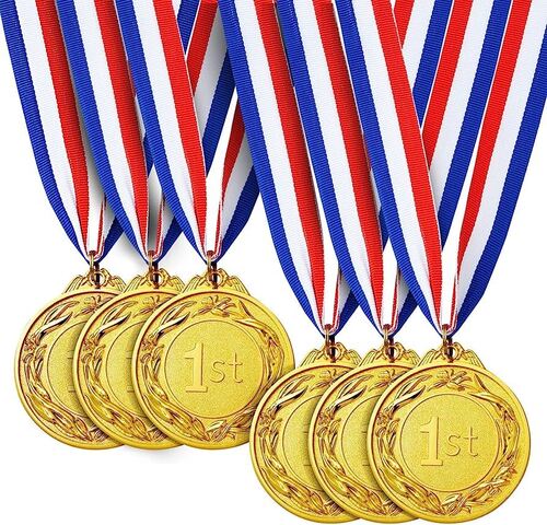 6-Pack Gold 1st Place Award Medal Set For Sports