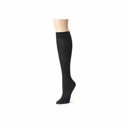 Black Color Plain Pattern Unisex Stockings