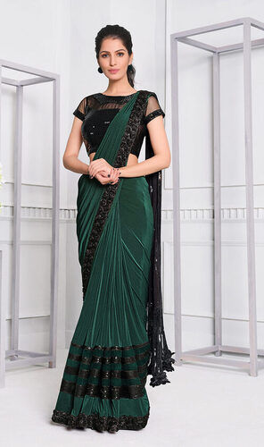 Party Wear Designer Black Embroidered Saree