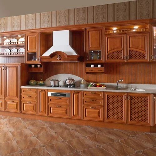 Polished Finish Termite Resistant Wooden Heavy-Duty Kitchen Cabinets