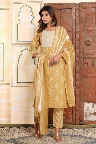 Ladies Casual Wear Designer Jaipuri Suits With Palazzo Set