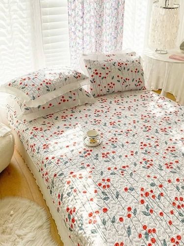 Stretchable Softest Fitted Elastic King Size Cotton Bedsheet With 2 Pillow