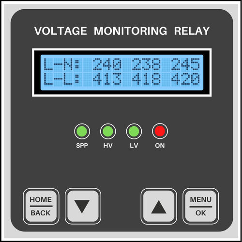 2 Line LCD Display Three Phase Voltage Monitoring Relay