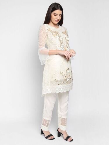 Ladies 3/4th Sleeves Designer Embroidered Salwar Suit