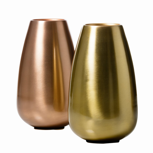 Metal Medium Size Copper Plated And Gold Plated Aluminum Flower Vase Set Of 2 For Tableware And Dining Room 