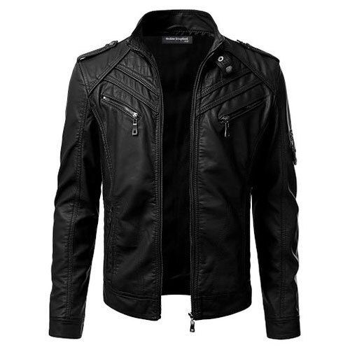 Regular Fit Long Sleeves Plain Extremely Warm Mens Leather Jackets