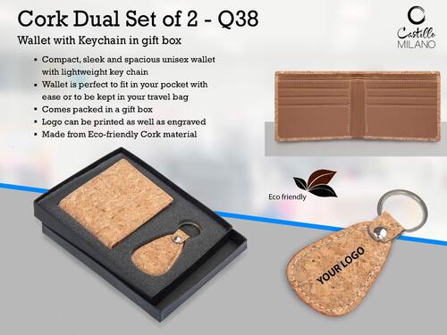 Cork Dual Gift Set of 2 Wallet With Keychain