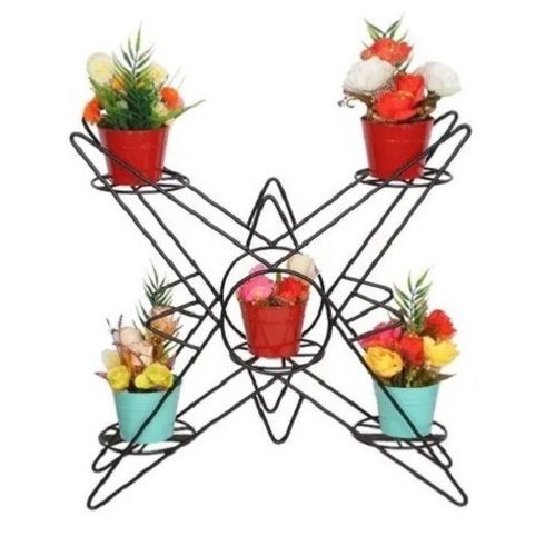 Five Tire Star Shape Iron Material Flower Pot Stand