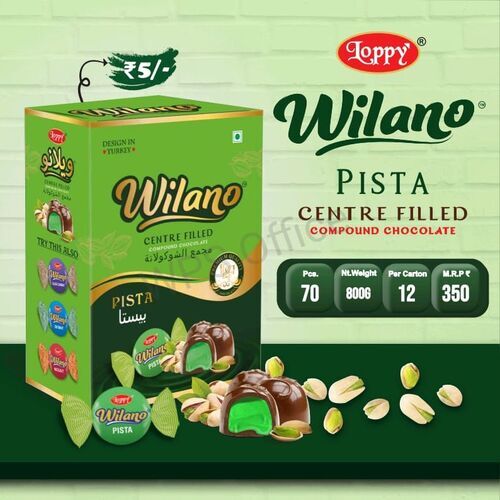 Wilano Centerfilled Compound Chocolate - 800g Solid Chocolate, 100% Purity, Fresh Quality | 70 Pieces of Good Taste with 6-Month Shelf Life