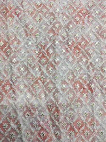 Multicolor Linen Digital Printed Chikan Kurta Fabric