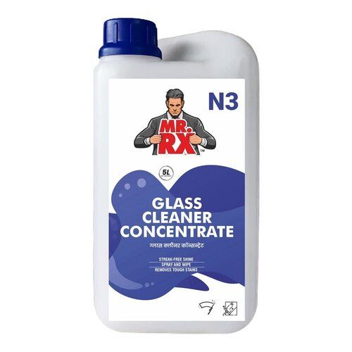 Mr. RX N3 Glass Cleaner Concentrate Refill Mix Water & Spray Liquid for Cleaning Window Bathroom Mirror Solar Panel Car Windshield Stain Smudge Dirt Remover Home Bathroom Kitchen 5 Litres