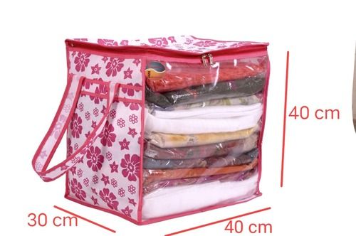 Pink Non Woven Storage Bags For Clothes And Cloth Organizer For Wardrobe