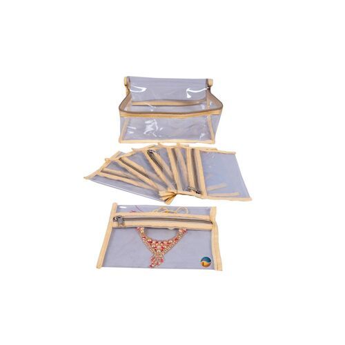 Golden Jewellery Kit PVC with 6 Transparent Pouches