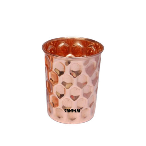 Glossy Finish Hammered Copper Drinking Glass