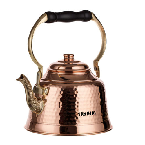 Glossy Finish Hammered Copper Teapot