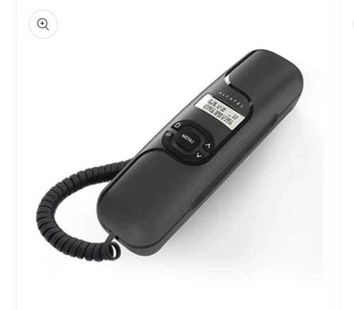 Black Ultra Compact Corded Landline Phone With Numeric Display Along