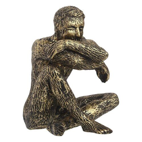 Easy To Clean Polyresin Sitting Man Statue