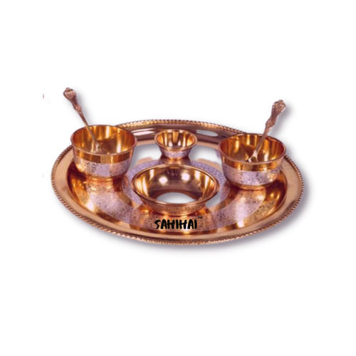 Glossy Finish Brass Copper Dinner Set