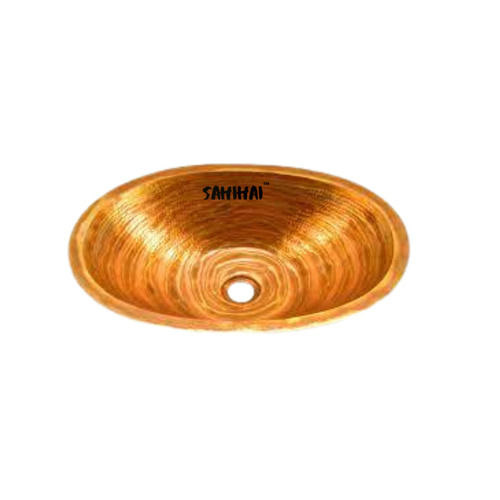 Oval Shape Copper Drop In Bathroom Sink