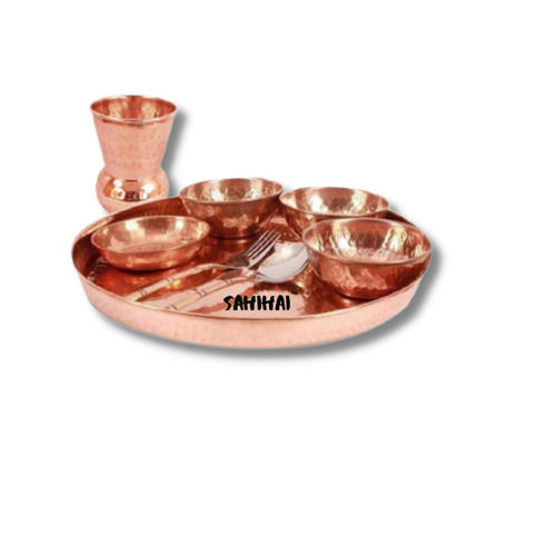 Coppper Color Pack Of 8 Pieces Pure Copper Dinner Set