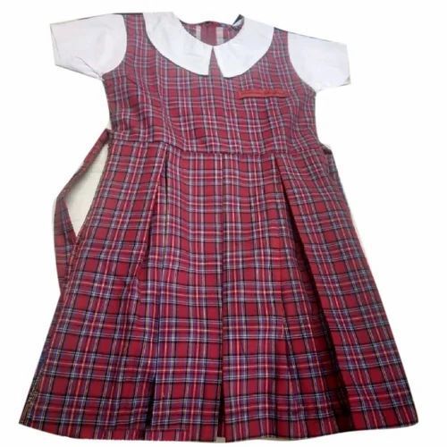 100 Percent Cotton Short Sleeve Red And Blue Color School Uniform Frock For  Girls Age Group 39 at Best Price in Mumbai  Elite Uniforms
