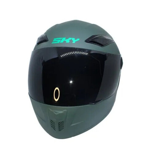 Sky Full Face Motorcycle Helmet - High Impact ABS Plastic, Sizes S/M/L | Glossy and Matt Finish, Green Color, Designed for Sport Riding Safety