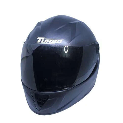 Turbo Motorcycle Helmet - High Impact ABS Plastic, Sizes S/M/L | Full Face Design, Glossy & Matt Finish, Ideal for Riding, Sleek Black Color