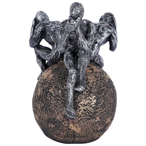 Polyresin 3 Man On Ball Statue - Resin, 6 x 7 Inch | Abstract Art Piece for Home, Office, Garden, Hotel, Park Decoration