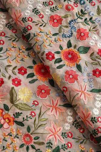 Washable Printed Multi-Color Designer Embroidery Fabric