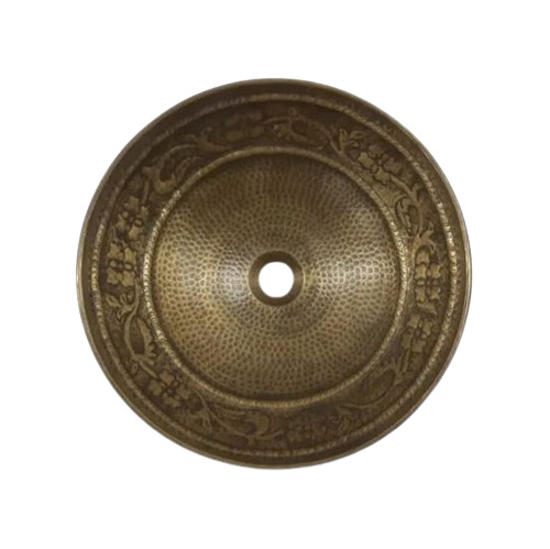 Round Copper Sink - 16 Inch Diameter, Golden and Brown Finish | Corrosion Resistant, Embossed and Hammered Surface, Easy to Install for Home and Hotel Use